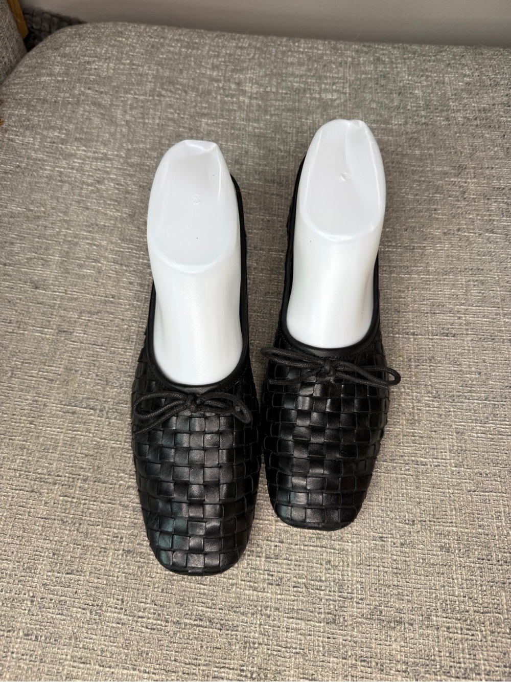 Quince Italian Leather Handwoven Square Toe Ballet Flat black 7 - Picture 5 of 11